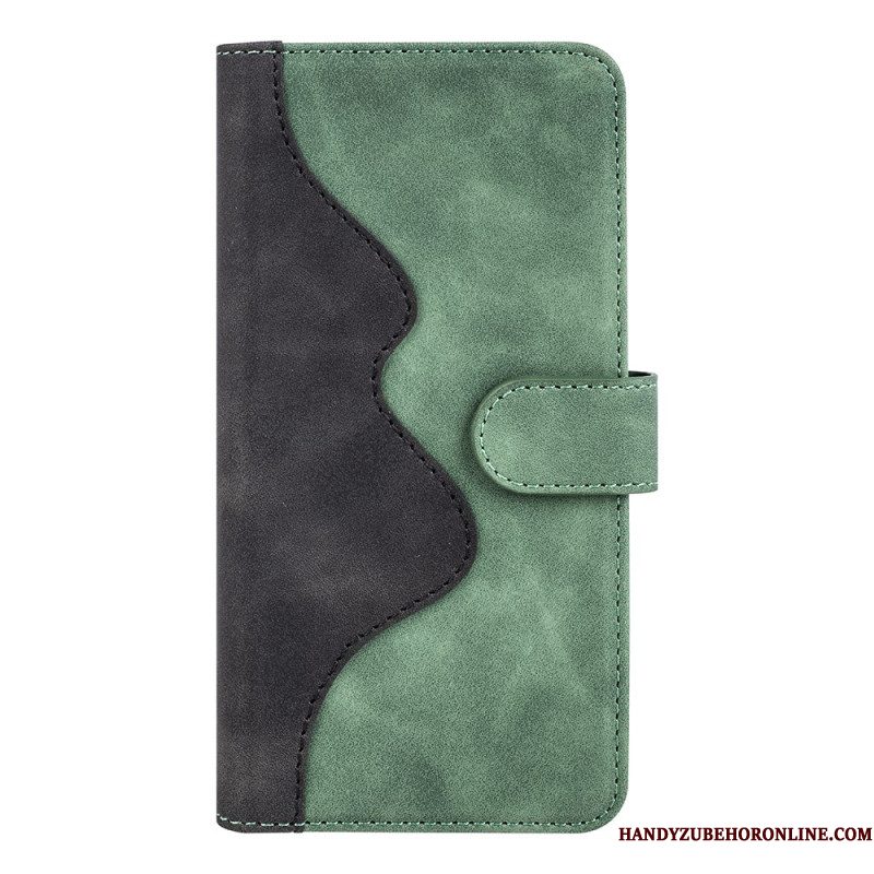 Leren Hoesje Voor Samsung Galaxy S26 Plus Tweekleurig Grafisch Ontwerp