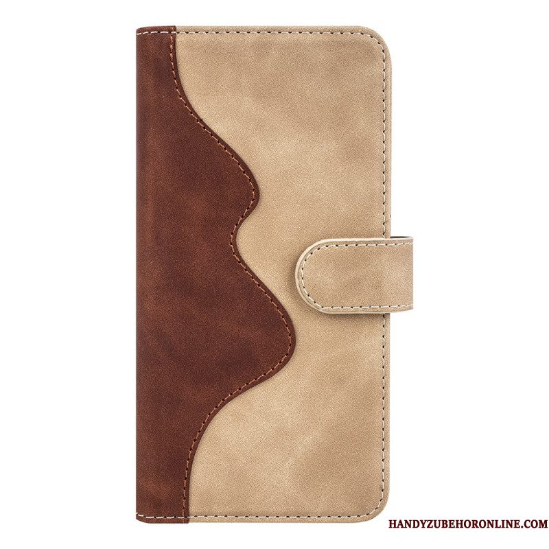 Leren Hoesje Voor Samsung Galaxy S26 Plus Tweekleurig Grafisch Ontwerp