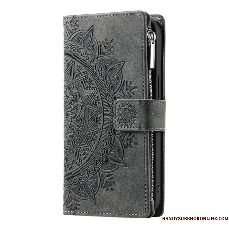 Leren Hoesje Voor Samsung Galaxy S26 Portemonnee Met Mandala-suède-effect