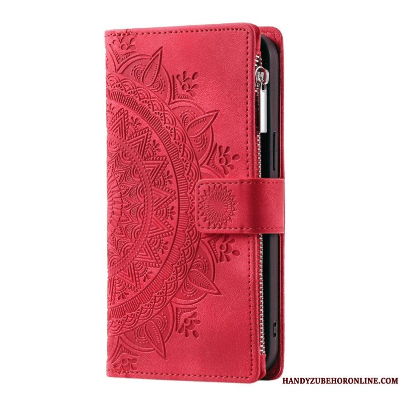 Leren Hoesje Voor Samsung Galaxy S26 Portemonnee Met Mandala-suède-effect