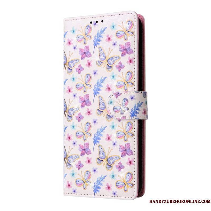 Leren Hoesje Voor Samsung Galaxy S26 Rfid-blokkerend Bloemenpatroon