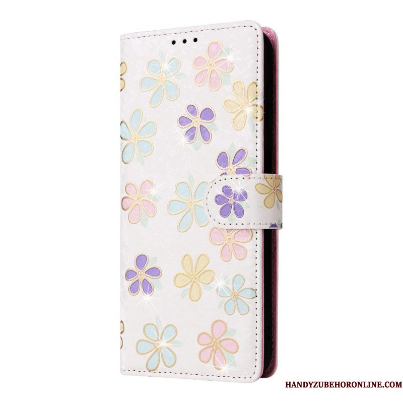 Leren Hoesje Voor Samsung Galaxy S26 Rfid-blokkerend Bloemenpatroon