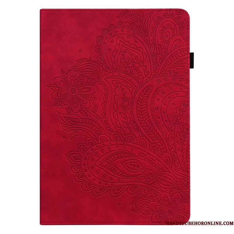 Leren Hoesje Voor Samsung Galaxy Tab S10 Fe Plus Bloemenkant