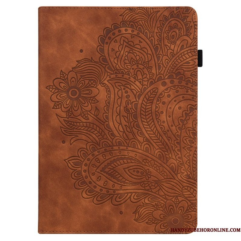 Leren Hoesje Voor Samsung Galaxy Tab S10 Fe Plus Bloemenkant