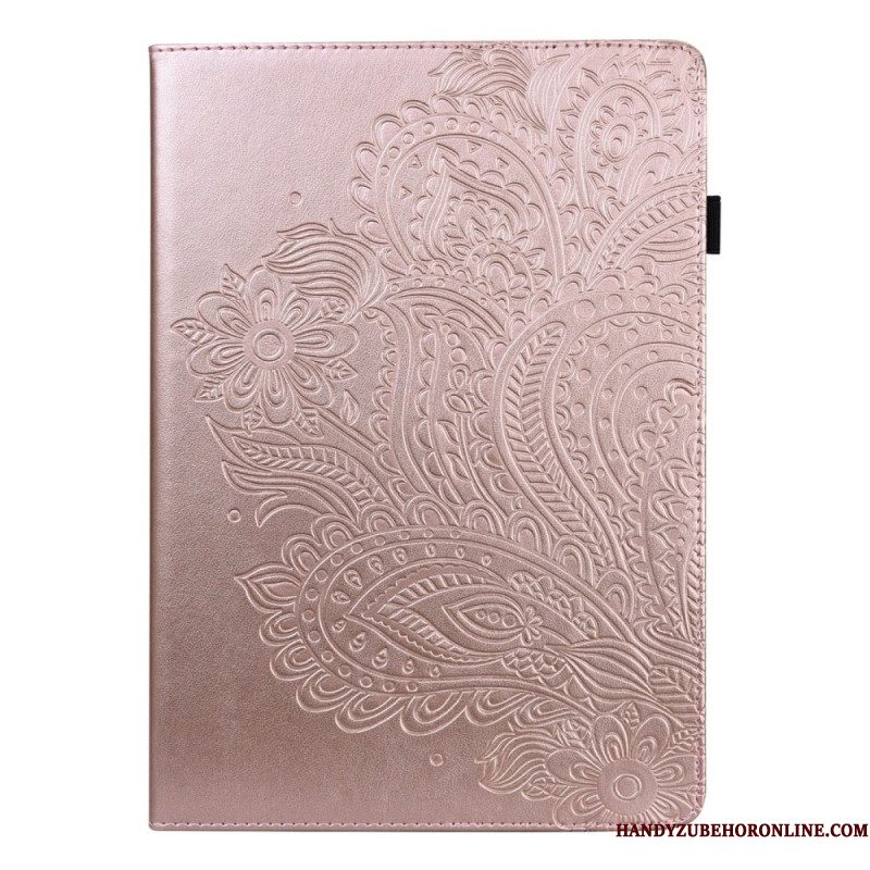 Leren Hoesje Voor Samsung Galaxy Tab S10 Fe Plus Bloemenkant