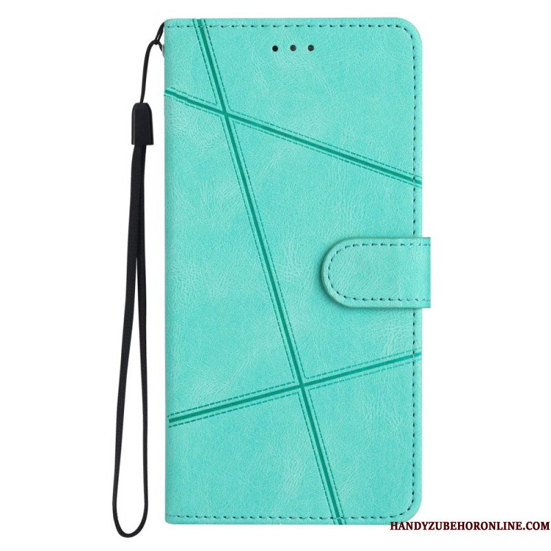 Leren Hoesje Voor Xiaomi 15 Pro Lijnen En Strepen Met Bandje