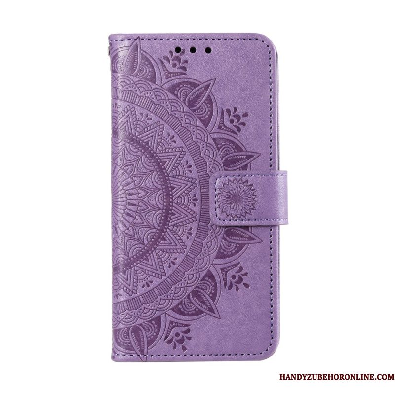 Leren Hoesje Voor Xiaomi 15 Pro Sleutelkoord Met Zonmandala