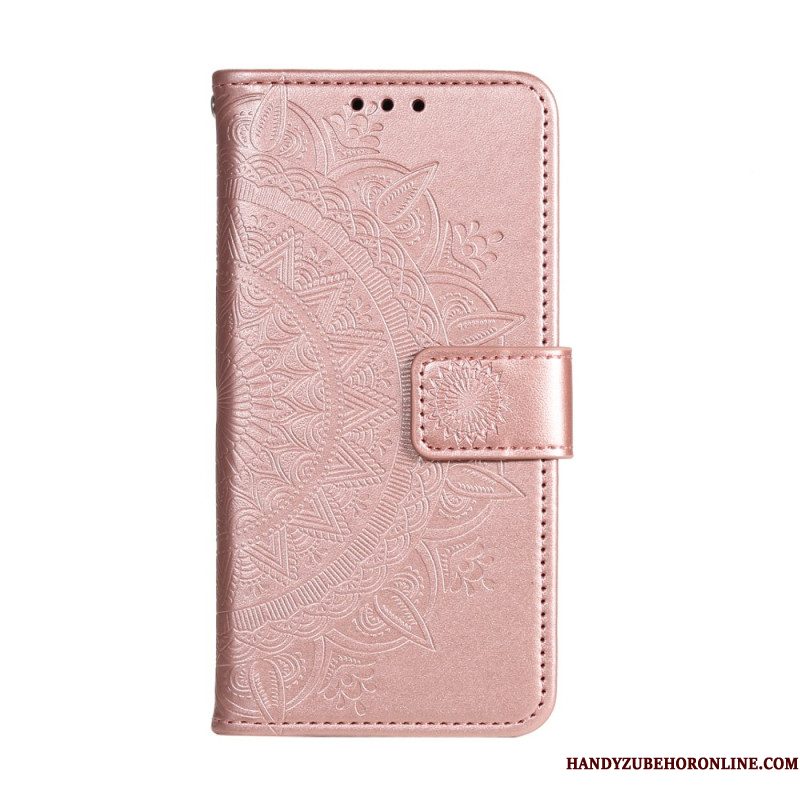 Leren Hoesje Voor Xiaomi 15 Pro Sleutelkoord Met Zonmandala