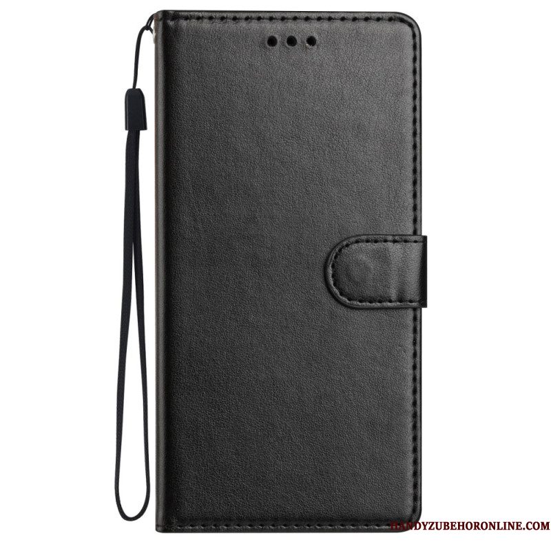 Leren Hoesje Voor Xiaomi 15t Effen Met Band