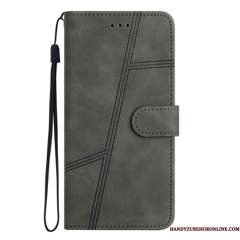 Leren Hoesje Voor Xiaomi 15t Lijnen En Strepen
