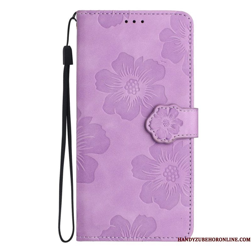 Leren Hoesje Voor Xiaomi 15t Pro Suède-look Met Rozenmotief