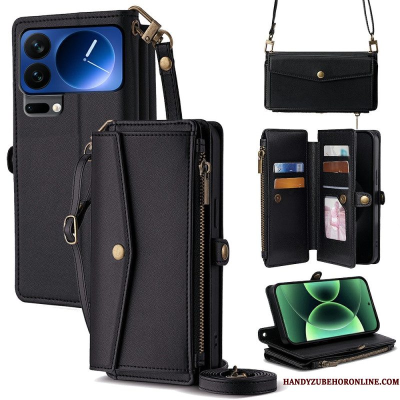 Leren Hoesje Voor Xiaomi 17 Pro Max Portemonnee En Schouderband