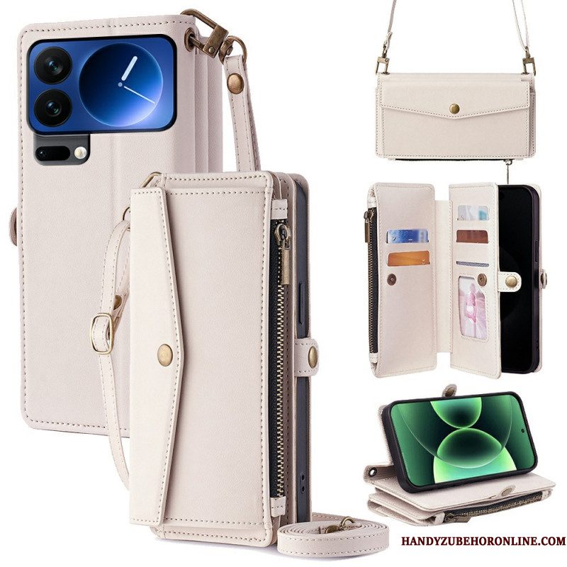 Leren Hoesje Voor Xiaomi 17 Pro Max Portemonnee En Schouderband