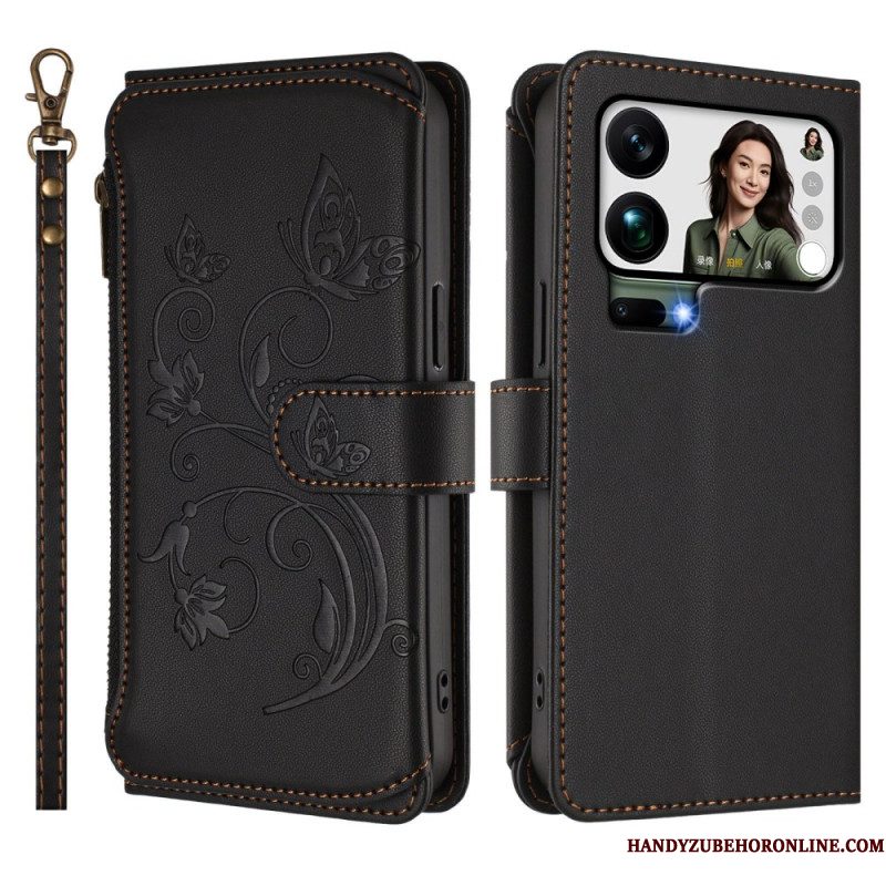 Leren Hoesje Voor Xiaomi 17 Pro Max Portemonnee Met Bloemenprint