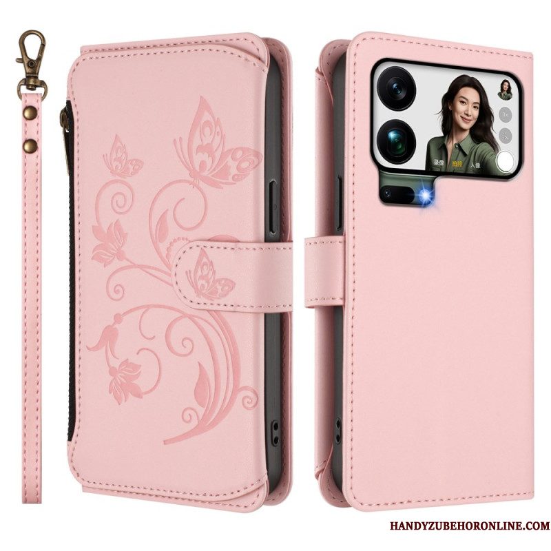 Leren Hoesje Voor Xiaomi 17 Pro Max Portemonnee Met Bloemenprint