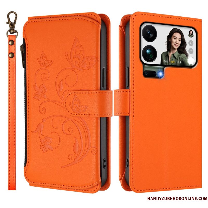 Leren Hoesje Voor Xiaomi 17 Pro Max Portemonnee Met Bloemenprint
