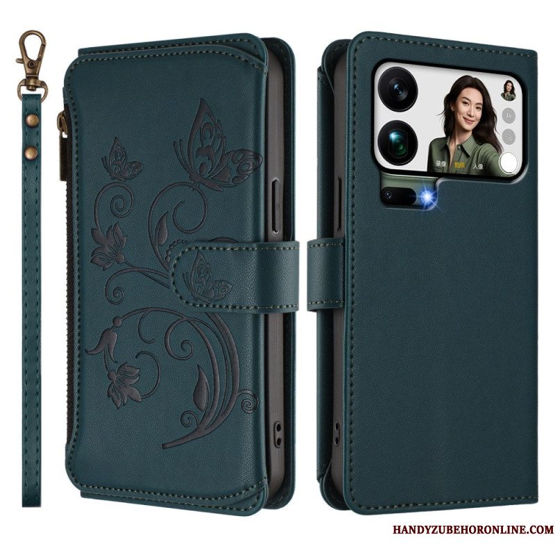 Leren Hoesje Voor Xiaomi 17 Pro Max Portemonnee Met Bloemenprint