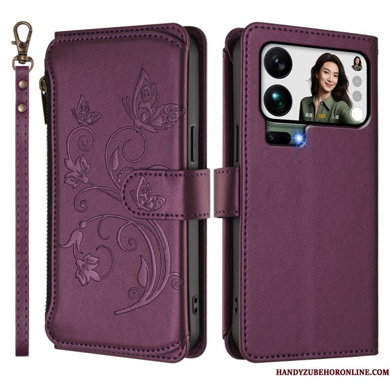Leren Hoesje Voor Xiaomi 17 Pro Max Portemonnee Met Bloemenprint