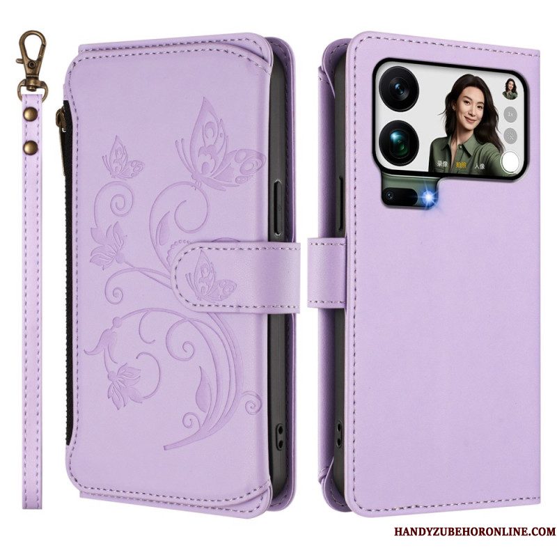 Leren Hoesje Voor Xiaomi 17 Pro Max Portemonnee Met Bloemenprint