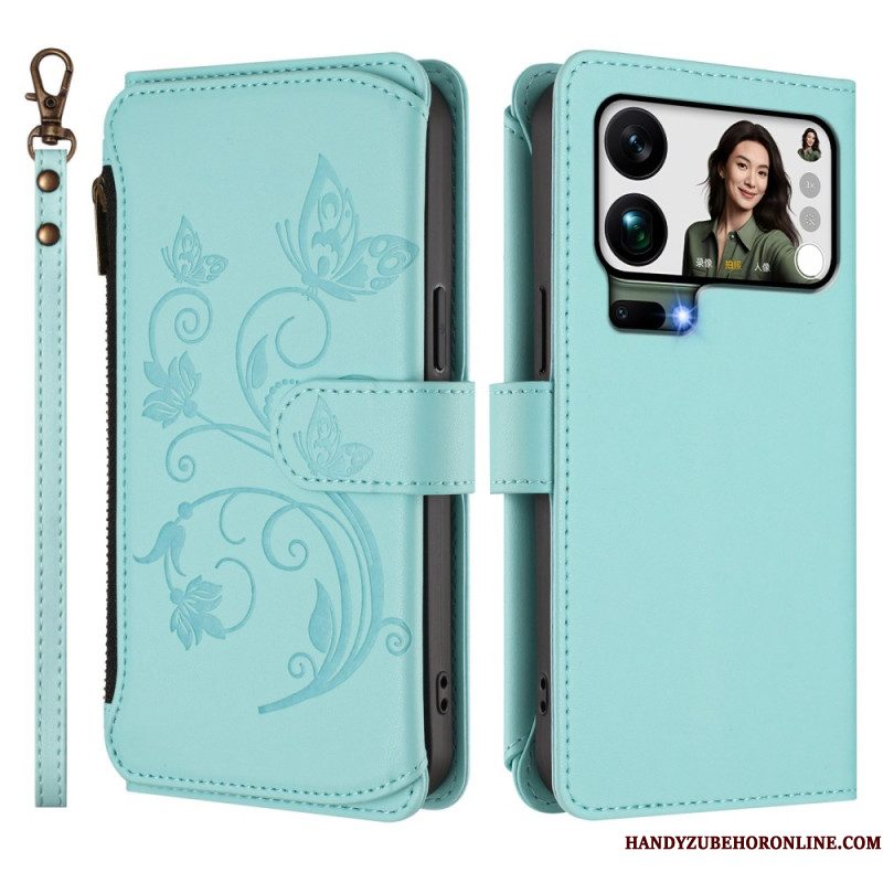 Leren Hoesje Voor Xiaomi 17 Pro Max Portemonnee Met Bloemenprint