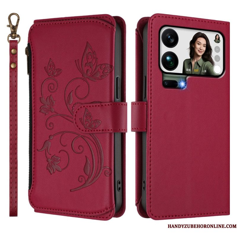 Leren Hoesje Voor Xiaomi 17 Pro Max Portemonnee Met Bloemenprint