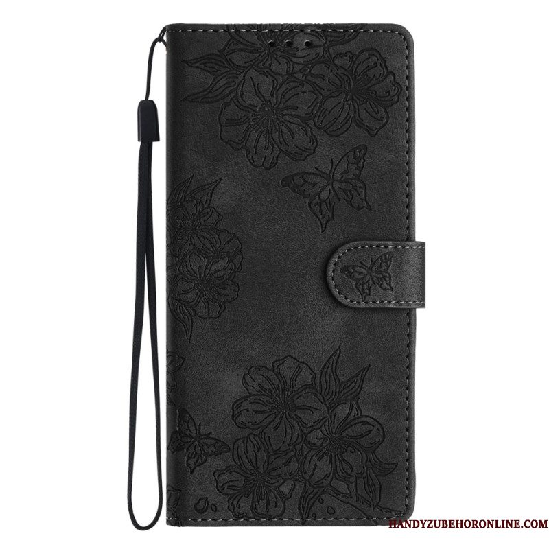 Leren Hoesje Voor Xiaomi 17 Pro Max Vlinder- En Bloemenpatroon