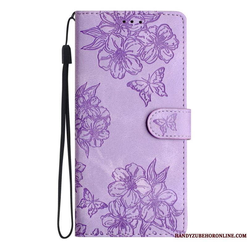 Leren Hoesje Voor Xiaomi 17 Pro Max Vlinder- En Bloemenpatroon