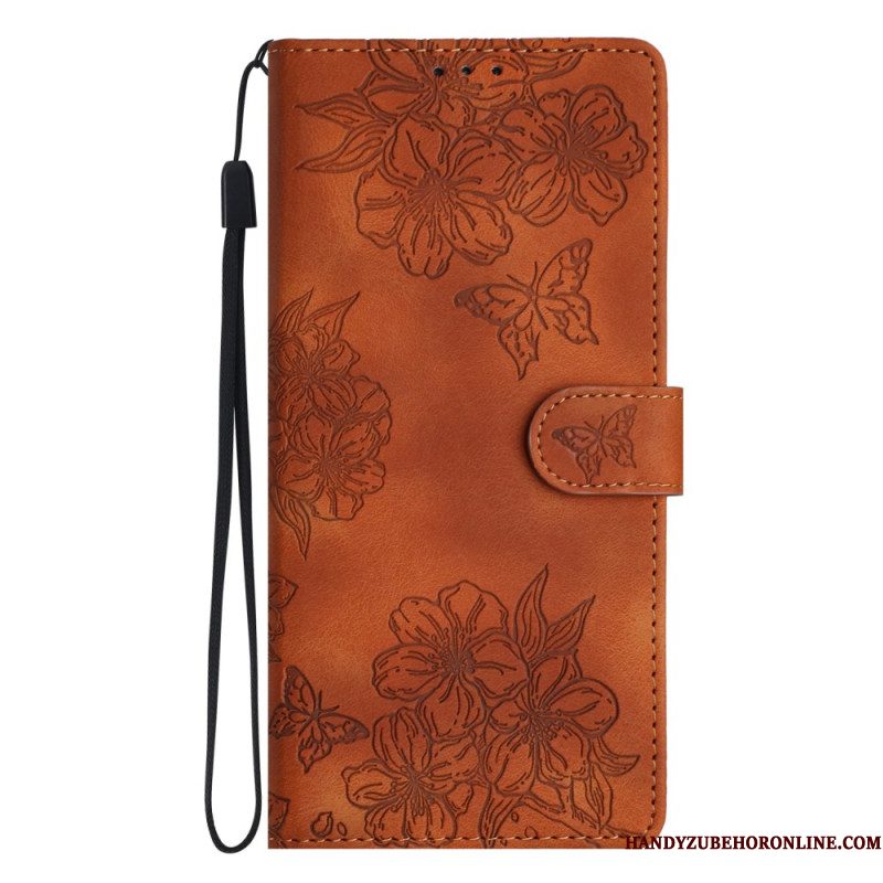 Leren Hoesje Voor Xiaomi 17 Pro Max Vlinder- En Bloemenpatroon