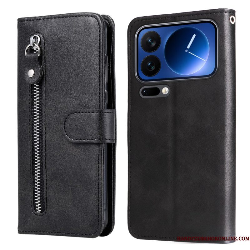 Leren Hoesje Voor Xiaomi 17 Pro Vak Met Ritssluiting