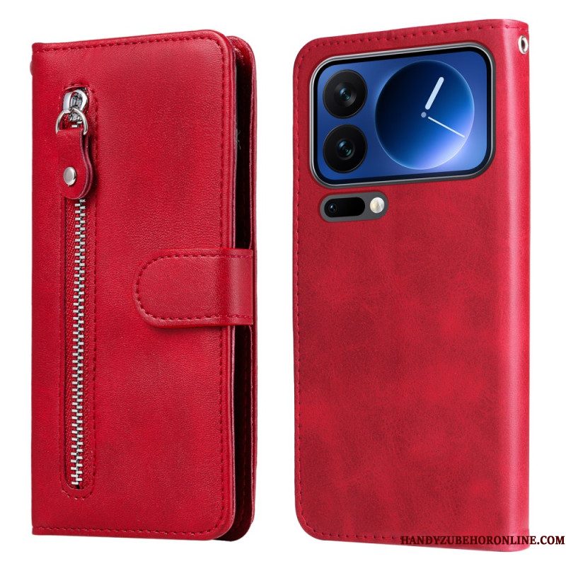 Leren Hoesje Voor Xiaomi 17 Pro Vak Met Ritssluiting