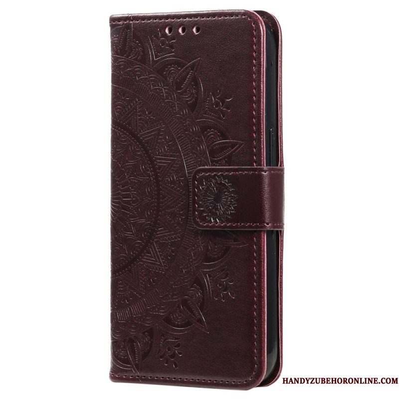 Leren Hoesje Voor Xiaomi Redmi Note 14 4g Mandala Met Zon
