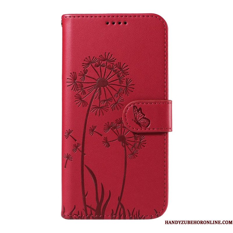 Leren Hoesje Voor Xiaomi Redmi Note 14 4g Paardenbloemen
