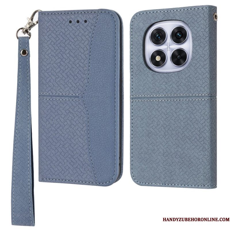 Leren Hoesje Voor Xiaomi Redmi Note 14 Pro 4g Geweven Textuur Met Bandje