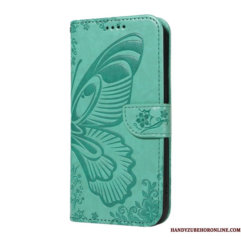 Leren Hoesje Voor Xiaomi Redmi Note 14 Pro 5g Grafische Vlinder