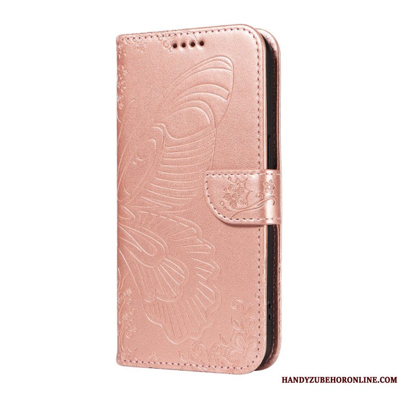 Leren Hoesje Voor Xiaomi Redmi Note 14 Pro 5g Grafische Vlinder