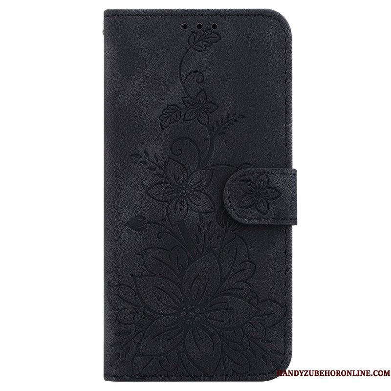 Leren Hoesje Voor Xiaomi Redmi Note 14 Pro 5g Leliepatroon