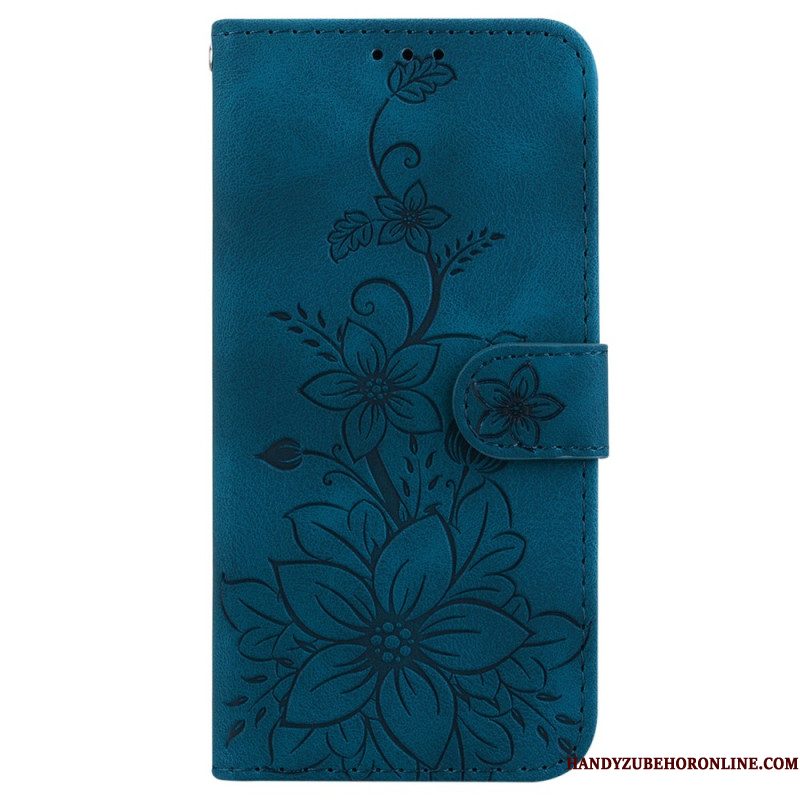 Leren Hoesje Voor Xiaomi Redmi Note 14 Pro 5g Leliepatroon