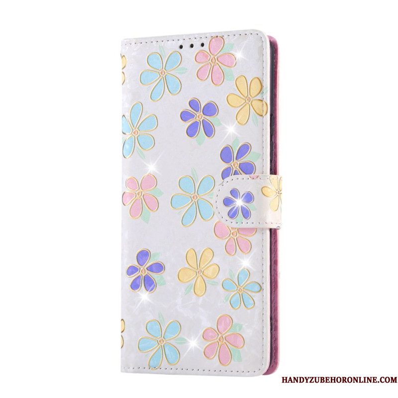 Leren Hoesje Voor Xiaomi Redmi Note 14 Pro 5g Rfid-blokkerend Bloemendesign