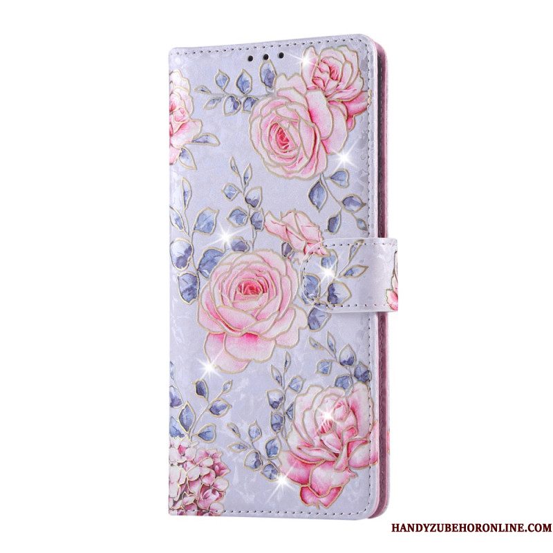 Leren Hoesje Voor Xiaomi Redmi Note 14 Pro 5g Rfid-blokkerend Bloemendesign