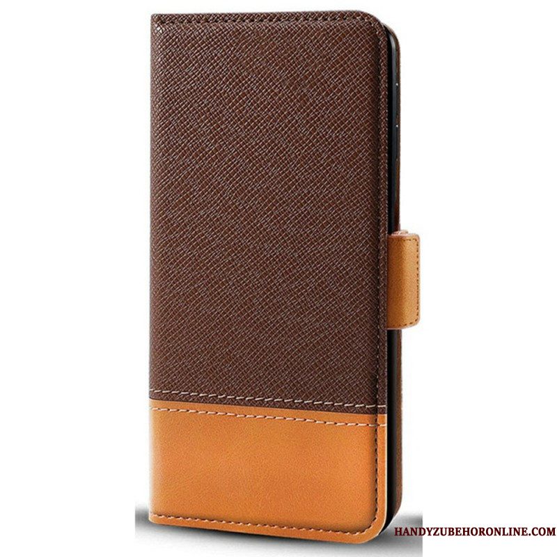 Leren Hoesje Voor Xiaomi Redmi Note 14 Pro 5g Tweekleurig Design