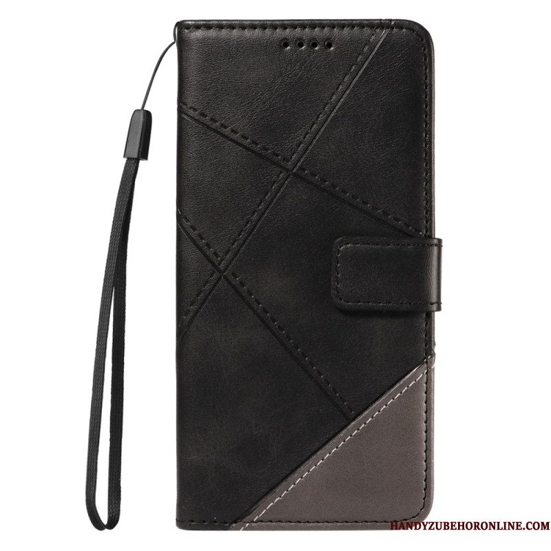 Leren Hoesje Voor Xiaomi Redmi Note 14 Pro 5g Tweekleurige Bandlijnen