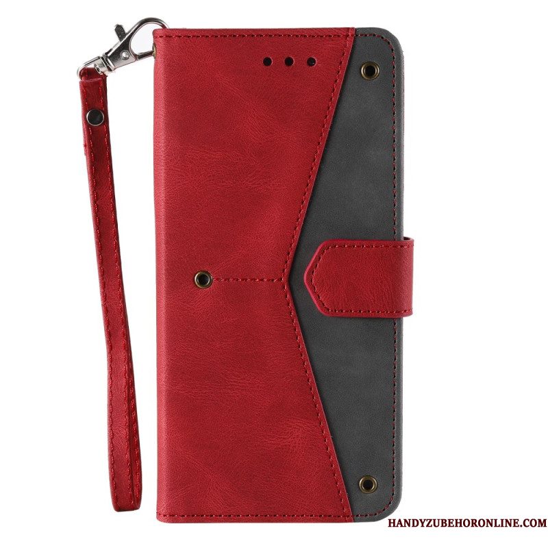 Leren Hoesje Voor Xiaomi Redmi Note 14 Pro 5g Vintage Tweekleurig