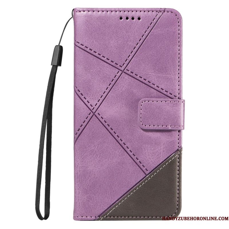 Leren Hoesje Voor Xiaomi Redmi Note 14 Pro Plus 5g Tweekleurige Gestreepte Strap-on