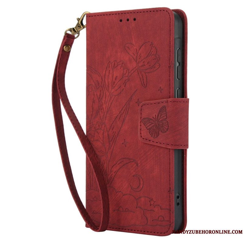 Leren Hoesje Voor Xiaomi Redmi Note 15 5g Bloemen En Vlinders