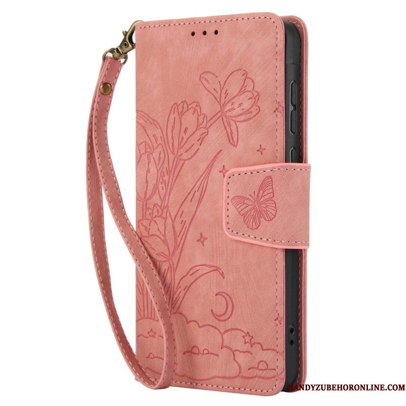 Leren Hoesje Voor Xiaomi Redmi Note 15 5g Bloemen En Vlinders