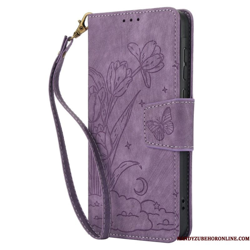 Leren Hoesje Voor Xiaomi Redmi Note 15 5g Bloemen En Vlinders