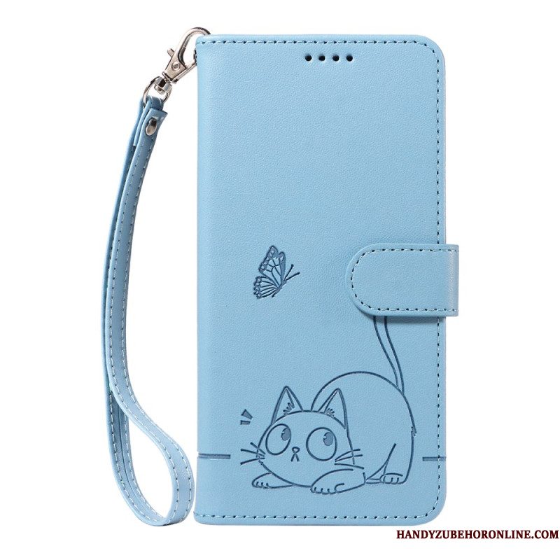 Leren Hoesje Voor Xiaomi Redmi Note 15 Pro Plus 5g Portemonnee Met Gegraveerde Kat