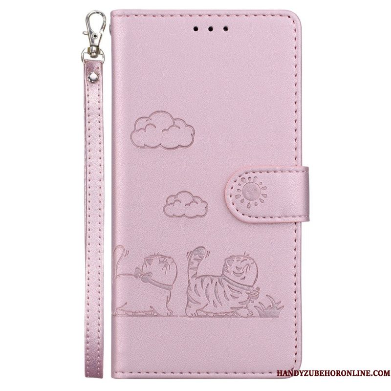 Leren Hoesje Xiaomi 15 Bandje Met Kattenmotief