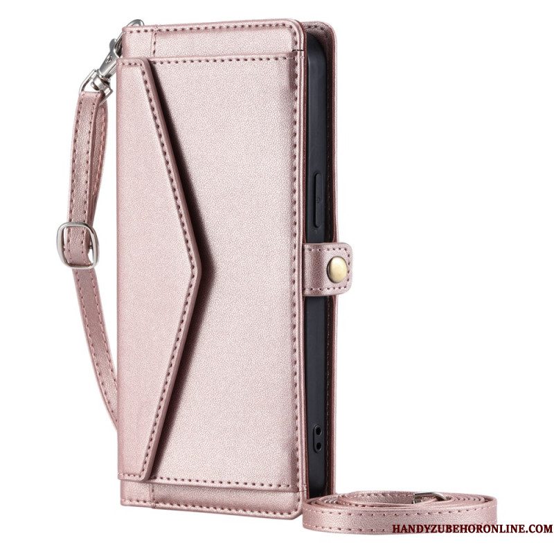 Leren Hoesje Xiaomi 15 Pro Clutch-model Met Bandje En Schouderband Bescherming Hoesje