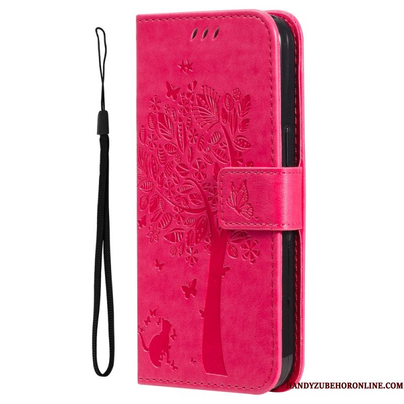 Leren Hoesje Xiaomi 15 Pro Kat En Boom Bescherming Hoesje